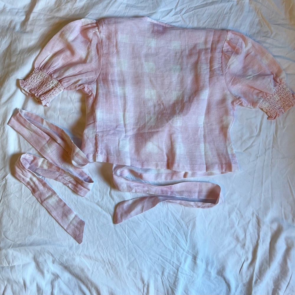 Solid And Striped ~ Wrap Crop Top Gingham ~ Light… - image 6